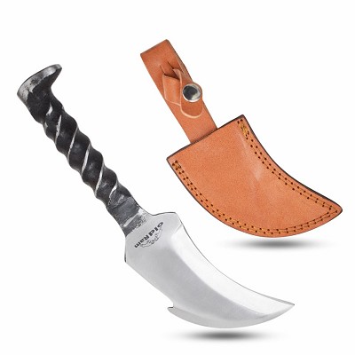 9.5 Inch Railroad Spike Twisted Handle Skinner – Forged Steel Utility Knife