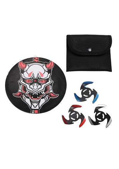 Perfect Point 3 Piece Throwing Star Set with Demon Target