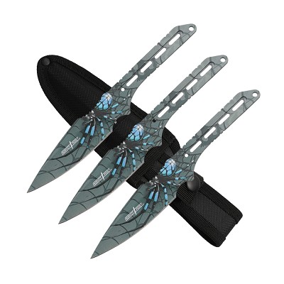 Perfect Point - 7.75 Inch Spider Throwing Knives - Set of 3 - Blue