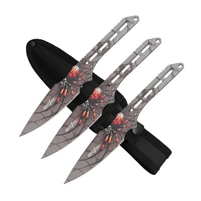 Perfect Point - 7.75 Inch Spider Throwing Knives - Set of 3 - Orange