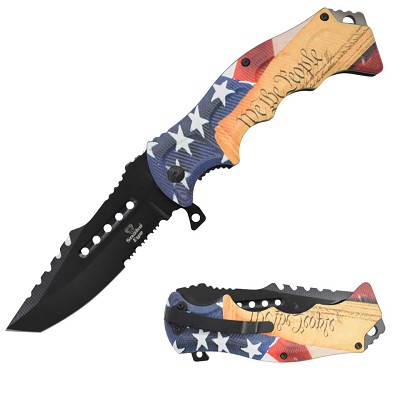 US Flag We The People - Spring-Assist Knife - Tanto Blade