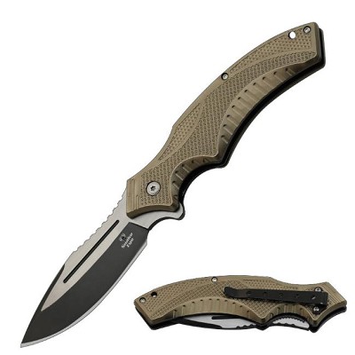Ball Bearing Pivot Folding Flipper Knife Brown Metallic