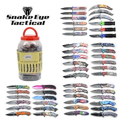 48-Piece Counter Display Jar Spring Assist Pocket Knives 4.5 Inch Closed 