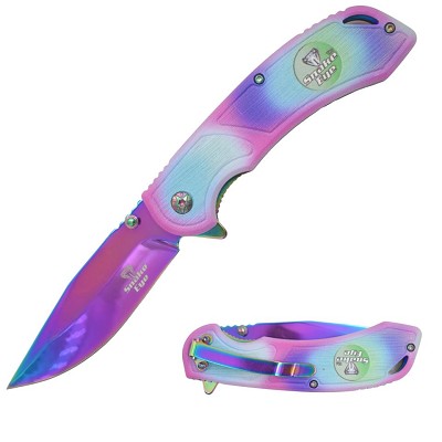 8 Inch Titanium Finish Spring Assist Pocket Folder Knife