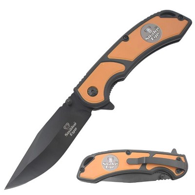 8 Inch Black & Gold Spring Assist Pocket Folder Knife