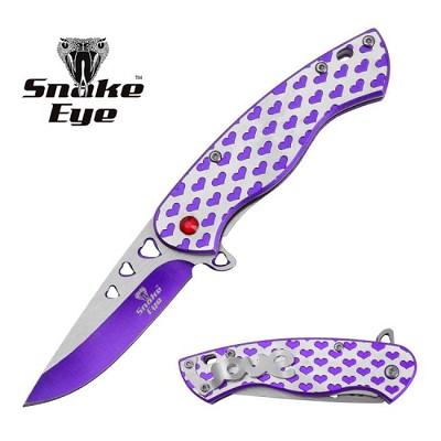 6.75 Inch Purple Hearts Spring Assisted Folding Pocket Knife