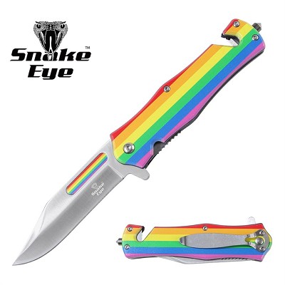 Rainbow Pride Flag Design Rescue Spring Assist Knife