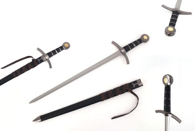 23 Inch Earthen Knight Mini Medieval Sword - Black