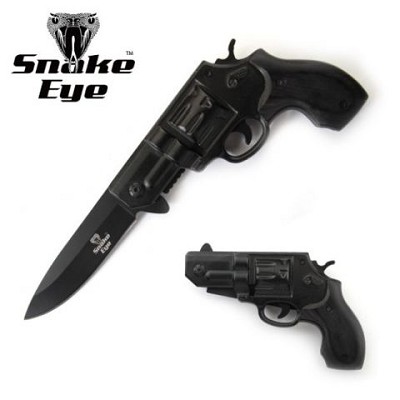 8 Inch Black Revolver Spring Assisted Pocket Knife