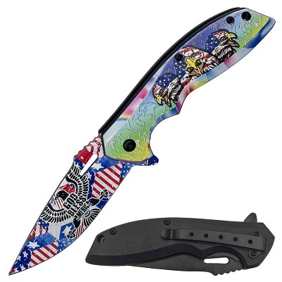 Gold Bless America Spring Assisted Folding Pocket Knife