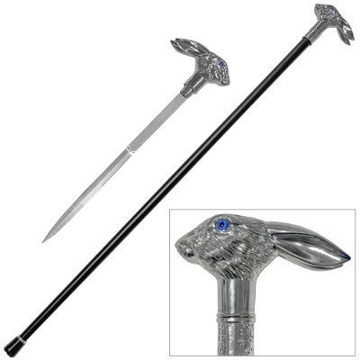 37 Inch Rabbit Handle Walking Cane with Hidden Blade Sword