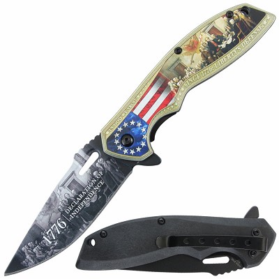 1776 Declaration of Independence Patriotic Spring Assisted Folding Pocket Knife