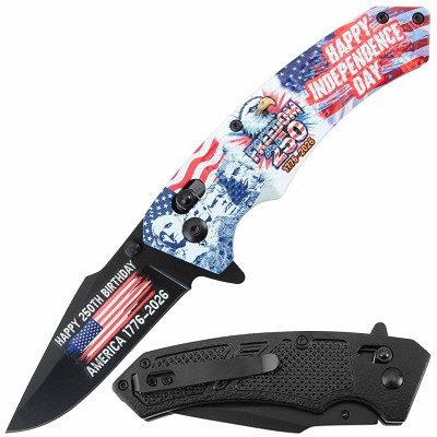 Happy Independence Day Assisted Opening Folding Pocket Knife
