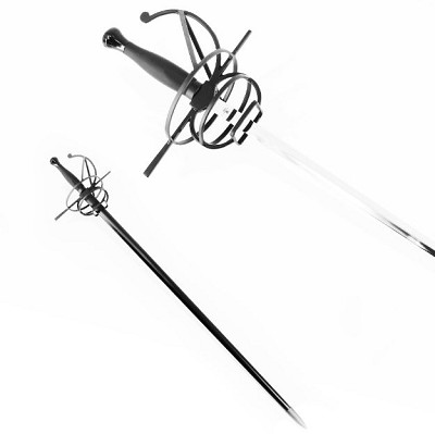 46.5 Inch Fencing Rapier Spiral Swept Hilt Sword - Black