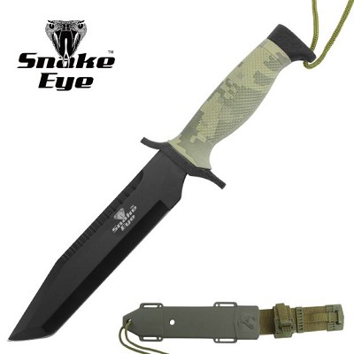 Black Tanto Blade Fixed Blade Knife - Digital Camo 12 Inch