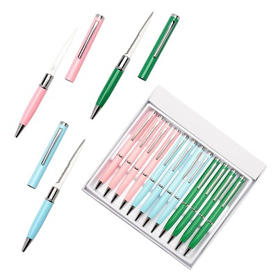 One Dozen Pen Letter Opener Knives Green, Pink and Blue Color