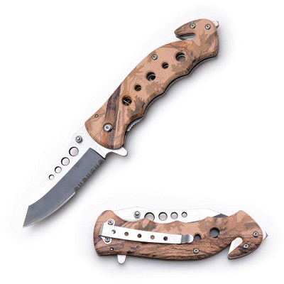 8 Inch Rescue Folder Spring Assist Knife Brown Camo