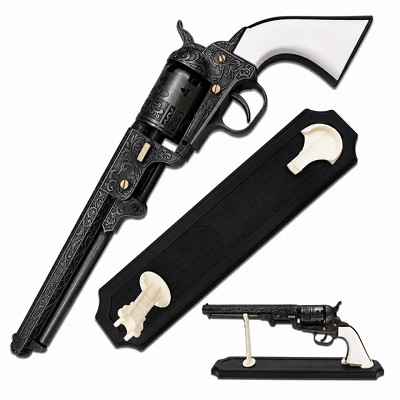 Civil War Decorative Western Revolver with Display - White
