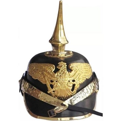 German Black Pickelhaube Military Helmet with Free Stand
