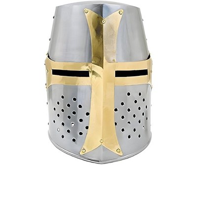 Medieval Templar Brass Crusader Helmet
