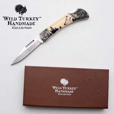 7.25 Inch Scrimshaw Lock Back Folding Knife - Wolf