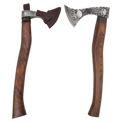 Custom Handmade Skull Etching Viking Axe 20 Inch