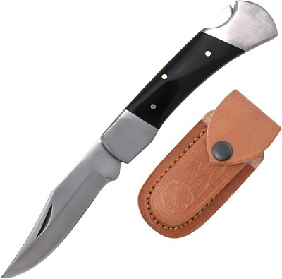 Handmade Lock Back Folding Knife Horn Handle with Sheath