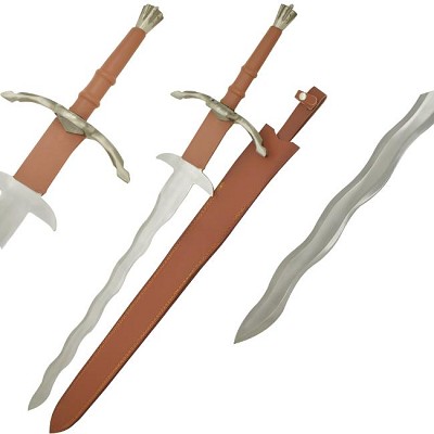 41 Inch Viking Buster Sword Kriss Blade With Leather Sheath