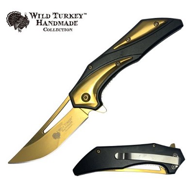 Wild Turkey Handmade - Spring-Assisted Knife - Golden