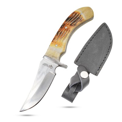 Wild Turkey Handmade - Fixed Blade Knife - Burn Bone Handle