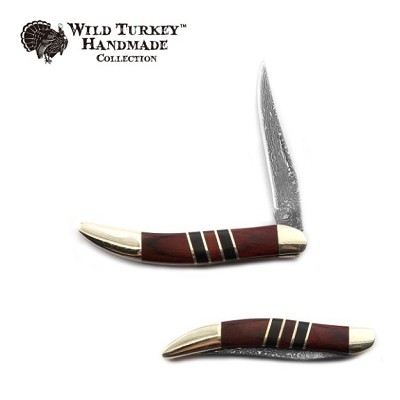 Toothpick Damascus Etching Blade Pakkawood Handle Handmade Knife