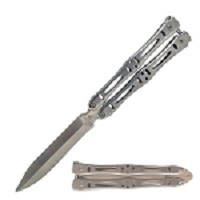 9 Inch Balisong Butterfly Knife Satin Finish Skeletonized Handle