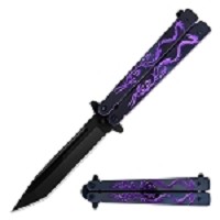Enter the Dragon Tanto Blade Purple Butterfly Balisong Knife Flipper