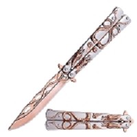 Two Tone Rose Gold Dragon Handle Butterfly Balisong Knife Flipper