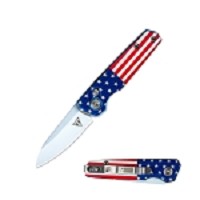 USA Flag Handle Mini Automatic Drop Point Push Button Switchblade Knife