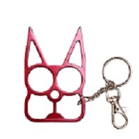 Hot Pink Cat Self Defense Knuckle Keychain