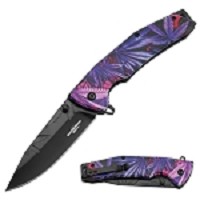 Cannabis Leaf Spring Assisted Knife Purple