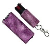 Pink Rhinestones Mini Stun Gun and Pepper Spray Combo for Self Defense