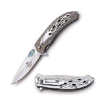 Spring-Assisted Knife - Silver Flaming Eagle