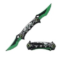 Twin Bladed Fantasy Mean Skulls Spring Assist Knife Green