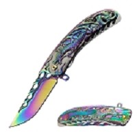 Dark Fantasy Spring-Assisted Knife - Rainbow Dragon