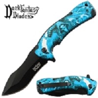Blue Skeleton Dark Fantasy Spring Assisted Pocket Knife