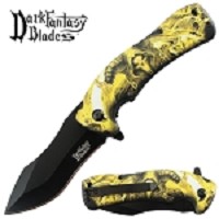 Golden Skeleton Dark Fantasy Spring Assisted Pocket Knife