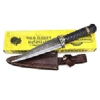 12.5 Inch Handmade Damascus Dirk Knife Twisted Pakawood Handle