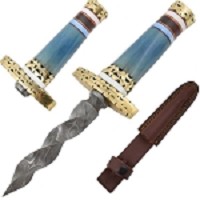 10.25 Inch Handmade Spiraling Damascus Dagger Real Bone Handle