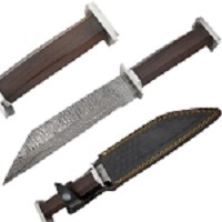 12 Inch Handmade Real Damascus Reverse Tanto Blade Hunting Knife