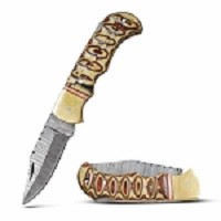 Wild Turkey - Damascus Steel Blade Folding Pocket - Wood
