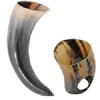 Medieval Warrior Viking Drinking Horn with Stand