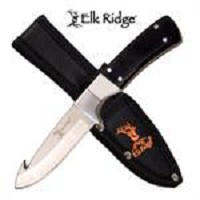 Elk Ridge Gut Hook Blade White Stone/ Pakkawood Handle Nylon Sheath