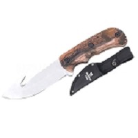 8.5 Inch Camo Pattern Handle Gut Hook Blade Knife